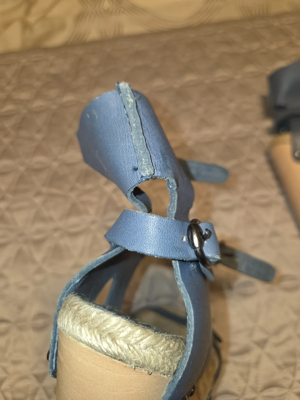 Max Studio Rare Blue Espadrille Wedge Sandals with Ankle Straps Sz 7